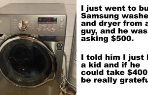 A woman bought a Samsung washer and dryer from a guy and haggled, saving $100.
