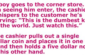 A boy goes to the corner store.