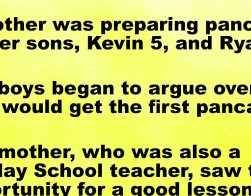 A mother was preparing pancakes for her two sons