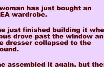 A woman just bought a new wardrobe to surprise her husband.
