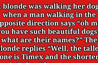 Blonde Walking Her Dogs