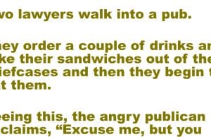 Two lawyer ate Sandwiches in a pub