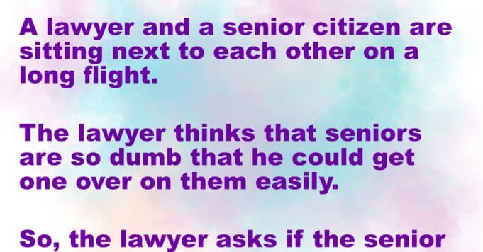 A lawyer and a senior citizen are on a long flight.