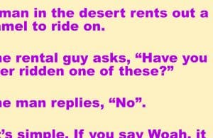 A man in the desert rents a camel
