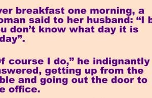 A woman reminded her husband of the date