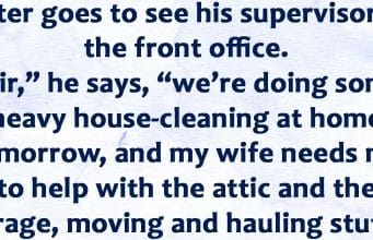 Peter goes to see his supervisor.