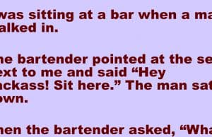 A bartenter called a man Jackass.