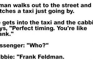 A man walks out to the street and catches a taxi