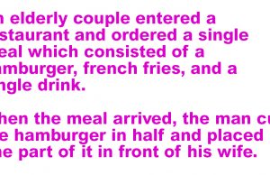 An old man placed an order for one hamburger