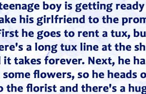 A teenage boy is getting ready