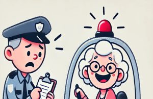 An elderly woman named Margaret was pulled over by a police officer for speeding.