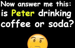 Peter drinking coffee or soda