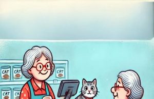 A little old lady went to the grocery store to buy cat food