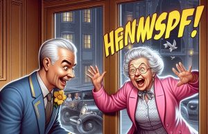 An elderly lady came running toward the front desk