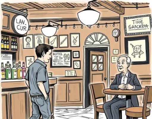 A guy walks into a bar, looks around, and notices an older man