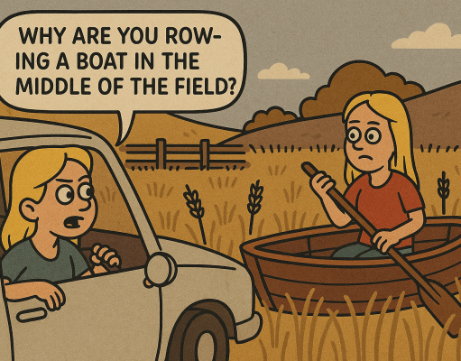 A blonde was driving down an old country road