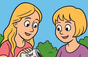 Two blondes decided to split a can of Diet Coke