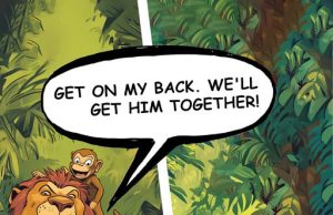 A lost dog strays into a jungle.