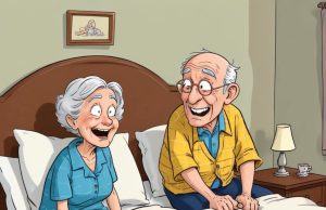 An elderly couple had just snuggled into bed