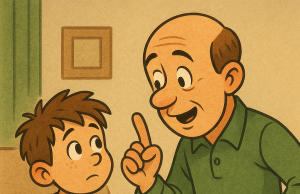 Son told about his wish to his father.