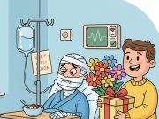 A heavily bandaged man