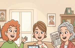 Three women were sitting around